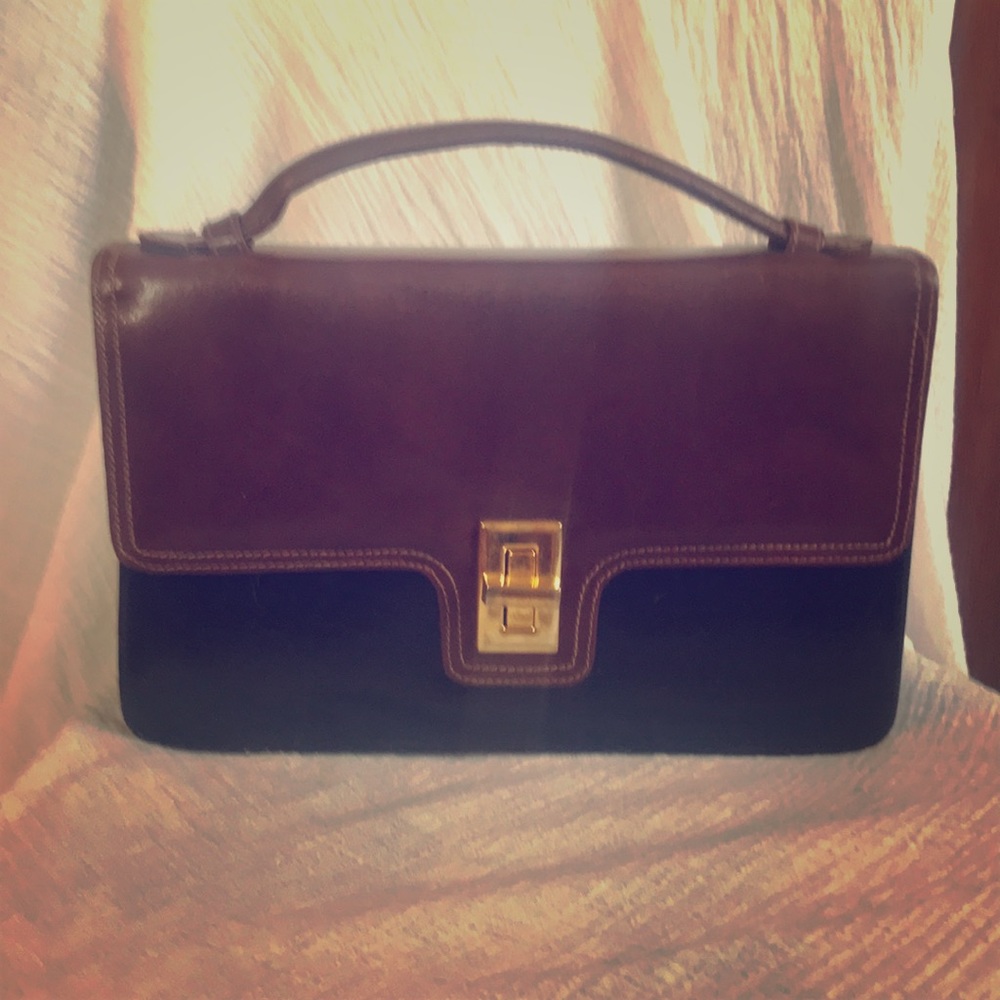 Vintage black and brown briefcase inspired purse